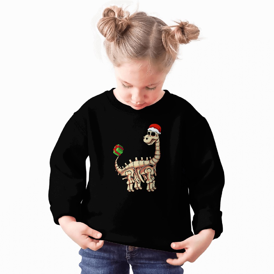 Dinosaur Dino Dino Skull Santa Hat Christmas Pajama Brontosaurus Sweatshirts