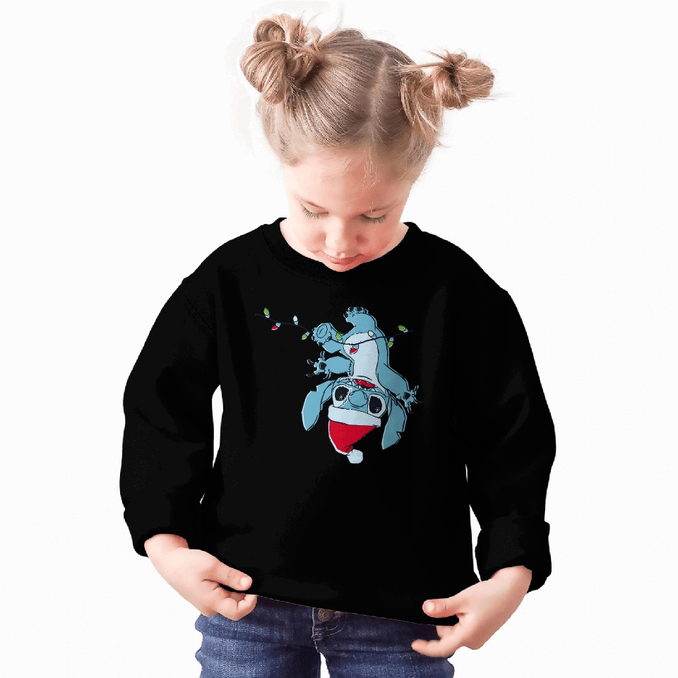 Disney Lilo Stitch Christmas Lights Upside Down Stitch Merry Christmas 2024 Sweatshirts