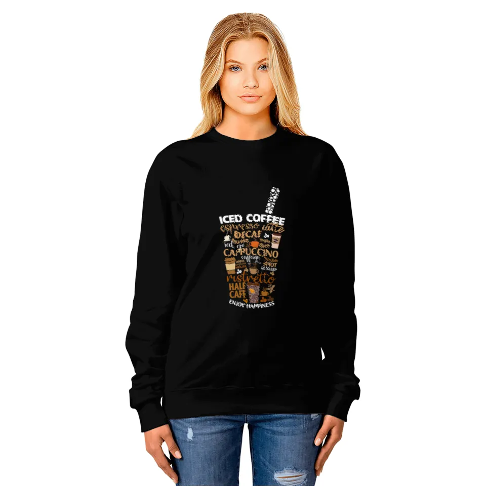 CF Coffee Iced Coffee Cup Coffee Lover But First Coffee Espresso Latte Sweatshirts