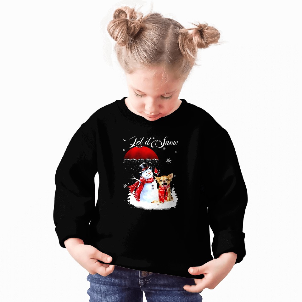 Chihuahuas Let It Snow Chihuahua And Snowman Merry Christmas xmass 485 Chihuahua Dog Sweatshirts