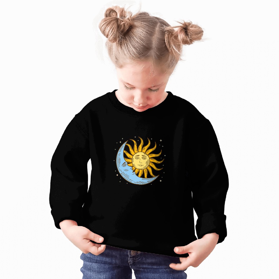 Sun Moon w Stars Astrology 90s Celestial Witch Whimsigoth Sweatshirts