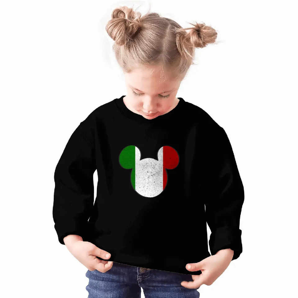 Disney Mickey Mouse Logo Italy Flag Fill Sweatshirts
