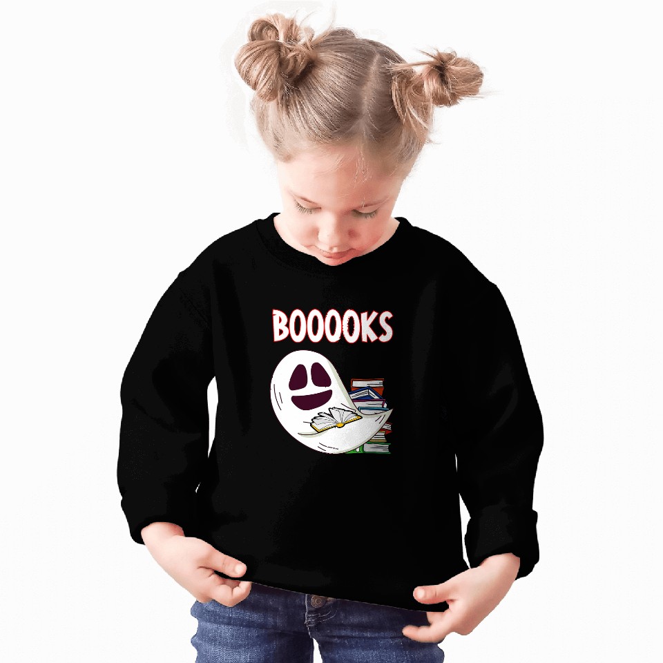 Booooks ghostss Halloween Reading Book Teacher Kids Sweatshirts