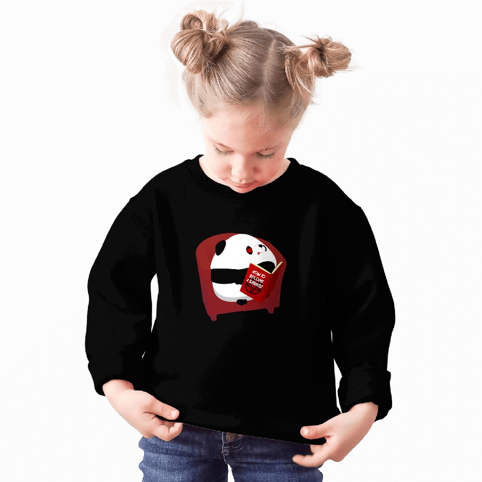 Funny Bear How to become a Satanist Panda reads book Cute Bears Sweatshirts