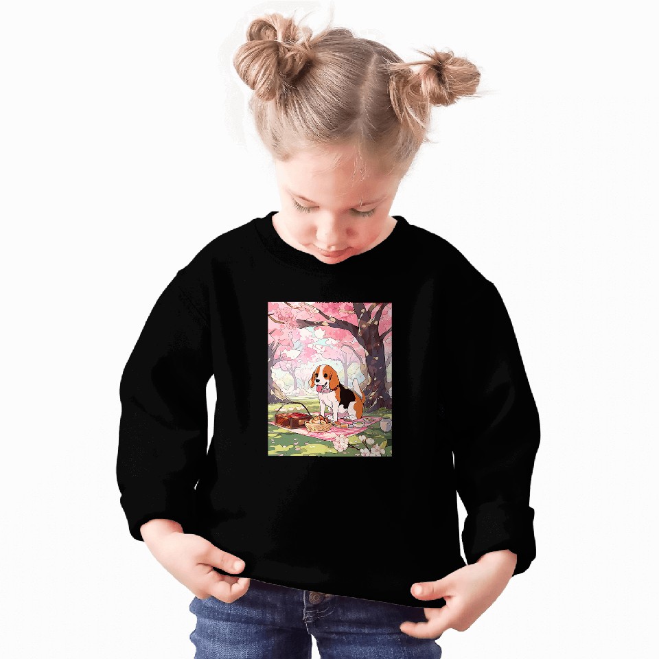 Beagle Cherry Blossom Funny Dog Picnic Sweatshirts