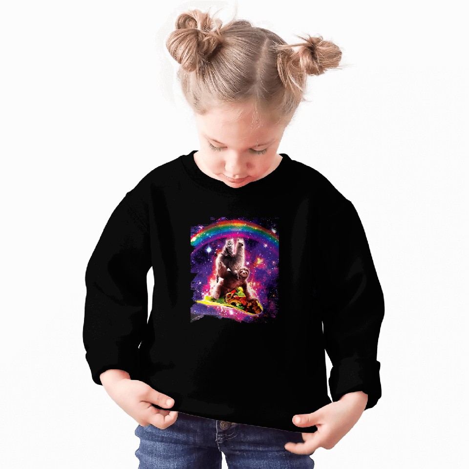 Sloth Pet Space Cat Llama Sloth Riding Taco Sweatshirts