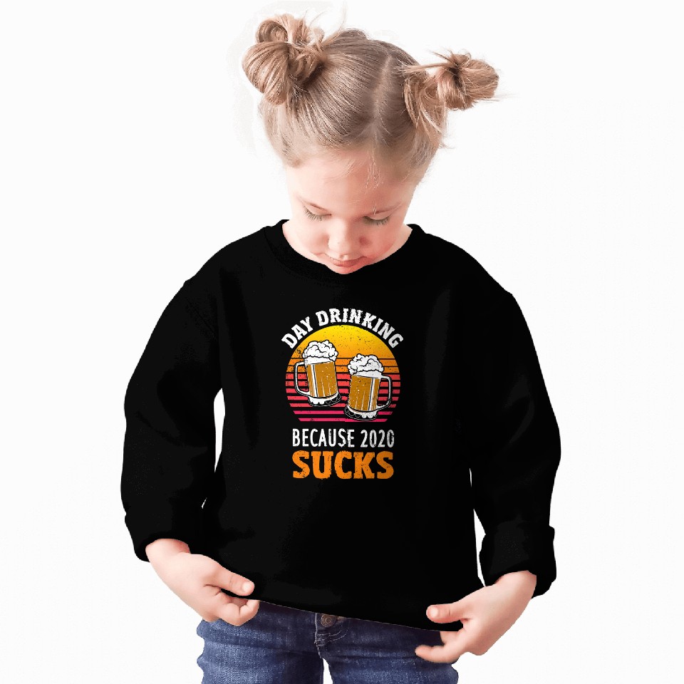Beer Fun Day Drinking Because Sucks Retro Sunset Beer Drinking Sweatshirts