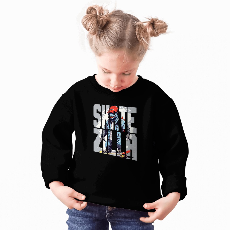 Japanese Monster Kaiju On A Skateboard Sweatshirts