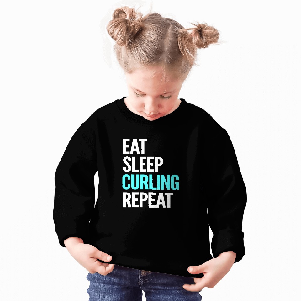 Eat Sleep Curling Repeat Devoted Supporter Gift Sweatshirts