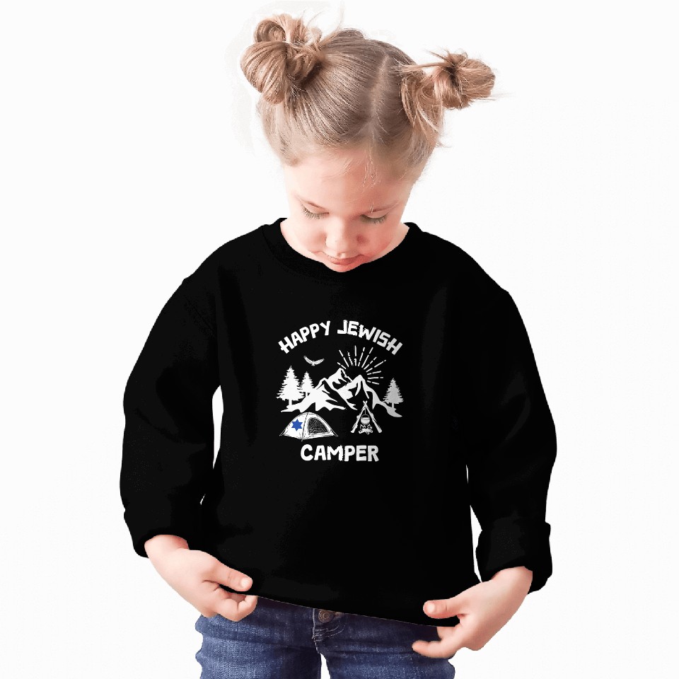 Happy Jewish Camper Kosher Travel Camping Hiking Summer Camp Sweatshirts
