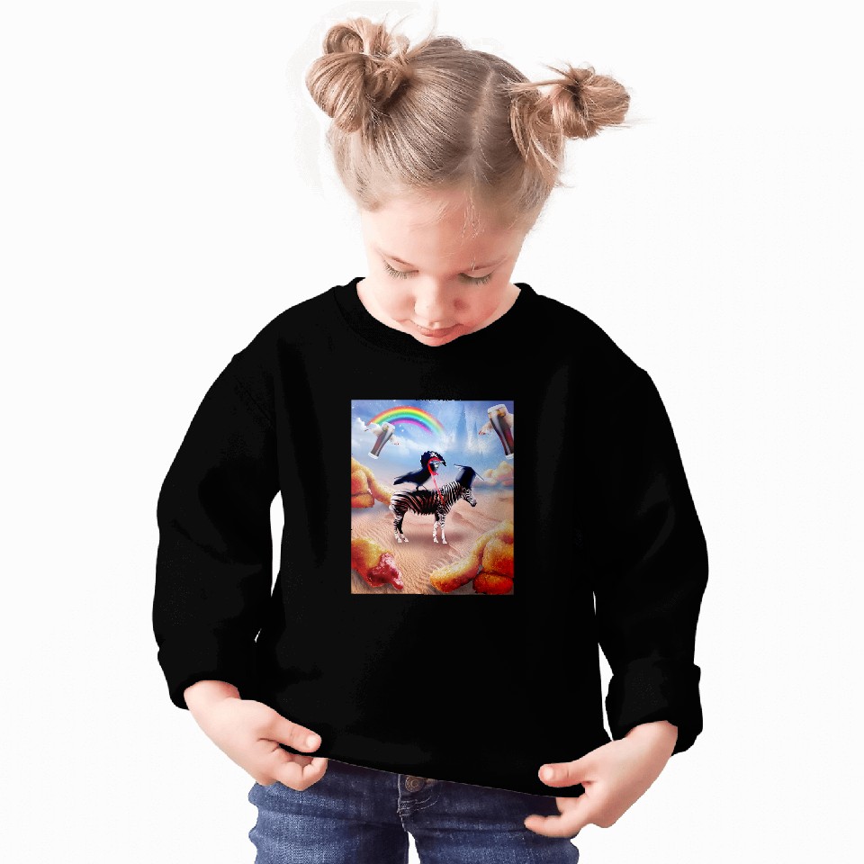 Chicken Lover Crow Riding Zebra With Chicken Nuggets And Cola Sweatshirts