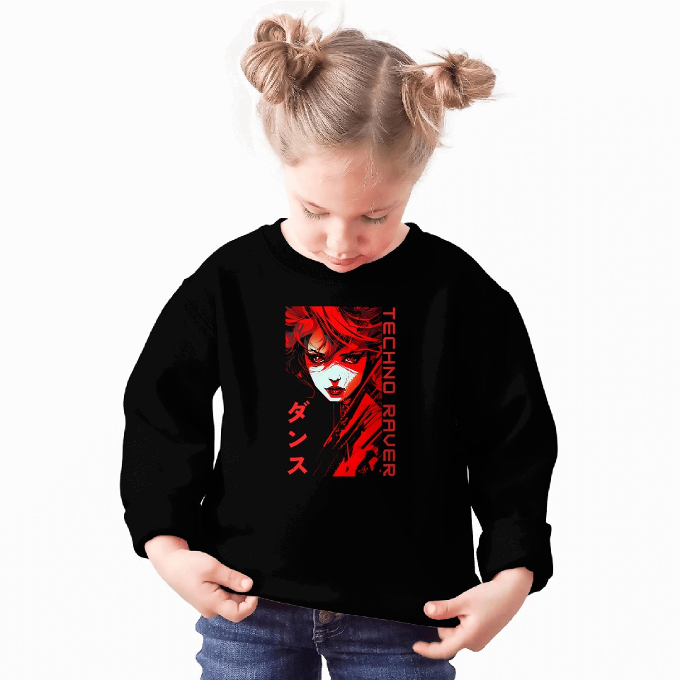 Anime Raver Underground Techno For Electronic Music Lovers Sweatshirts