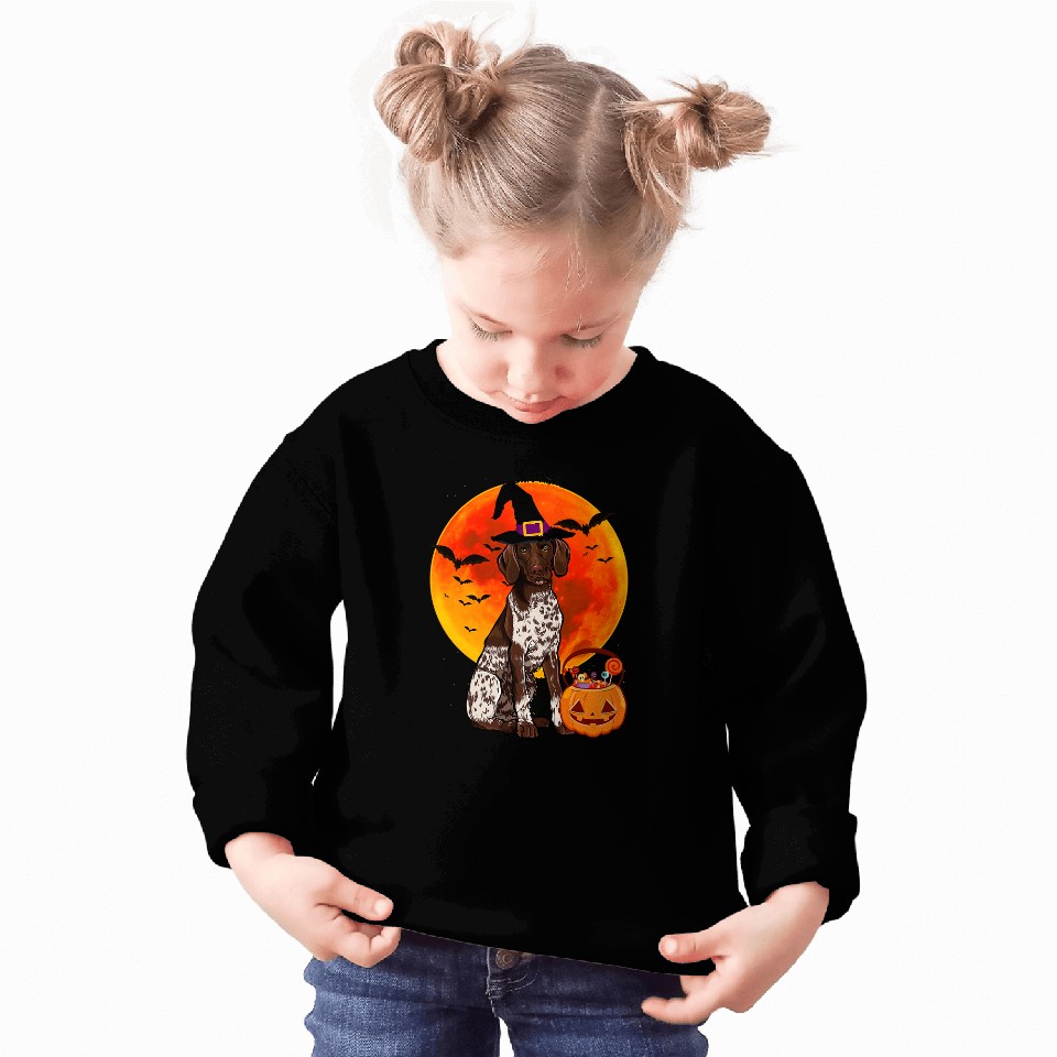 Halloween German Shorthaired Pointer Jack O Lantern Pumpkin Sweatshirts