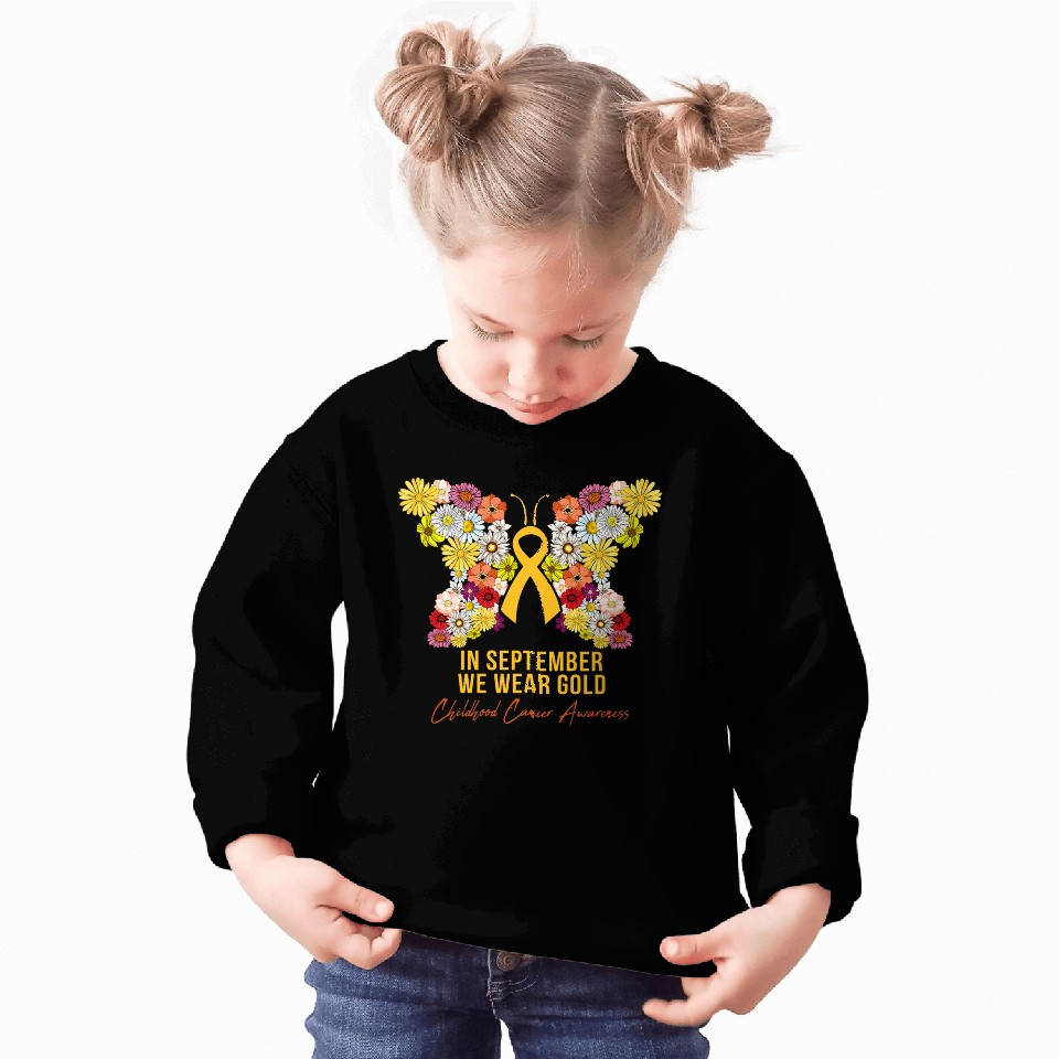 Pediatric Oncology floral butterfly september we wear gold Sweatshirts