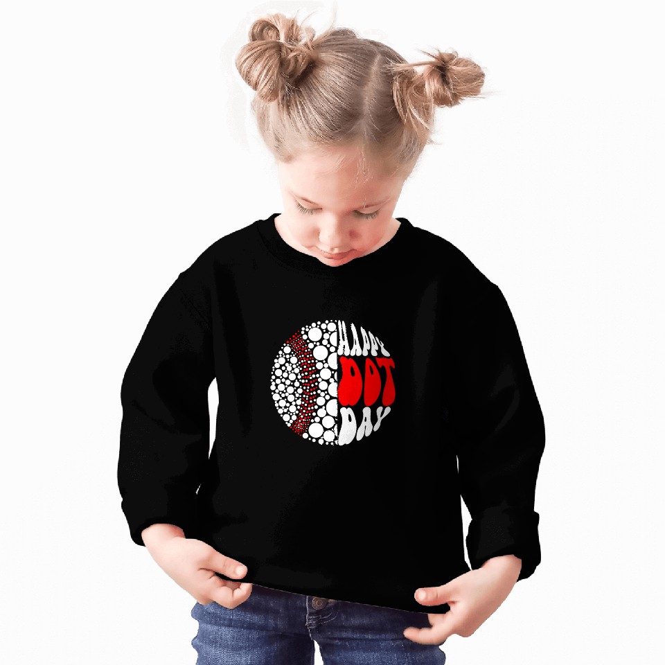 Retro Groovy Baseball Ball With Polka Dots Happy Dot Day Boy Sweatshirts