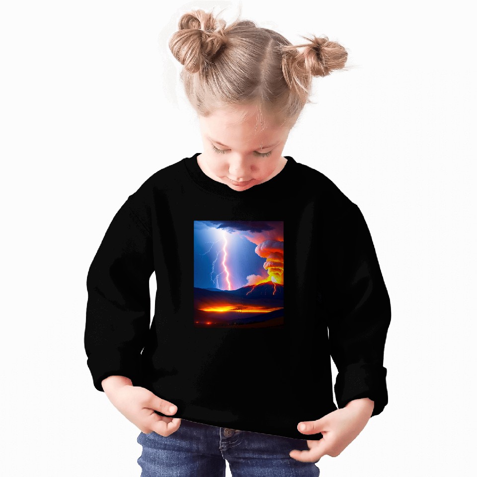 Lightning Storm during an Volcanic eruption Sweatshirts