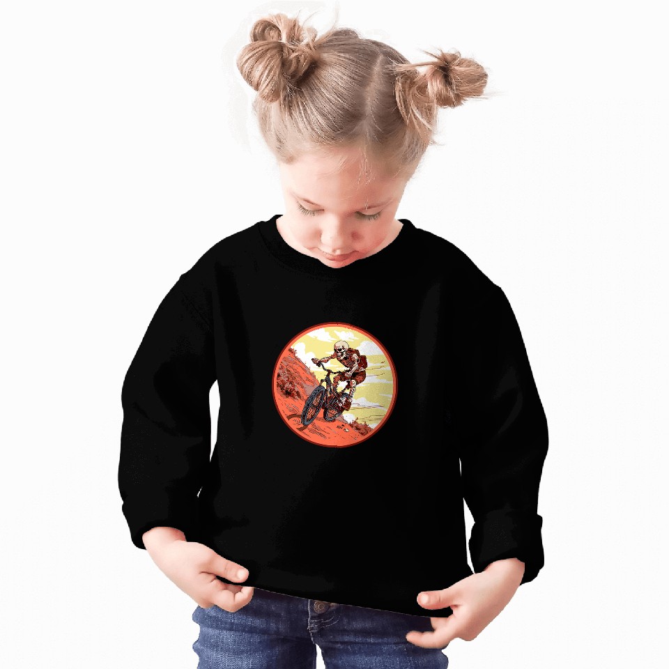 Mountain Biker Skeletons Monster Retro Horror Biking Sweatshirts