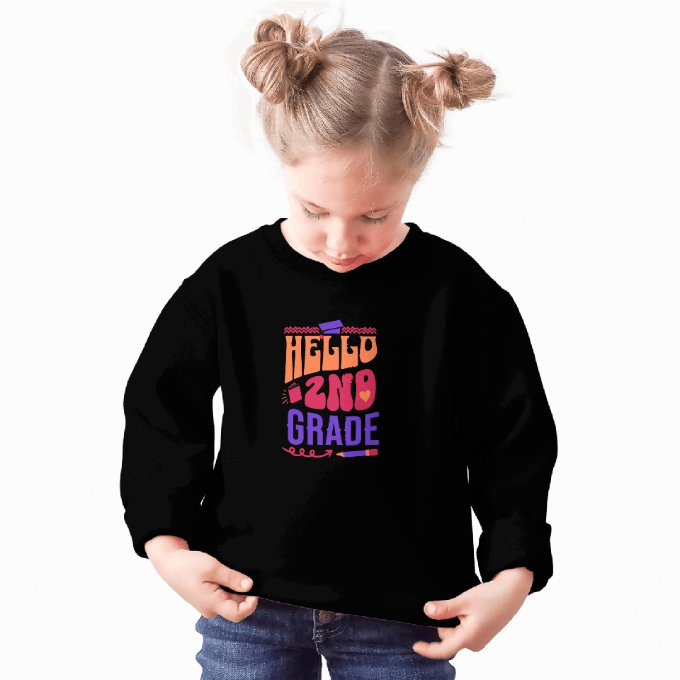Hello Second Grade Team 2nd Grade Back to School Teacher Kid Sweatshirts