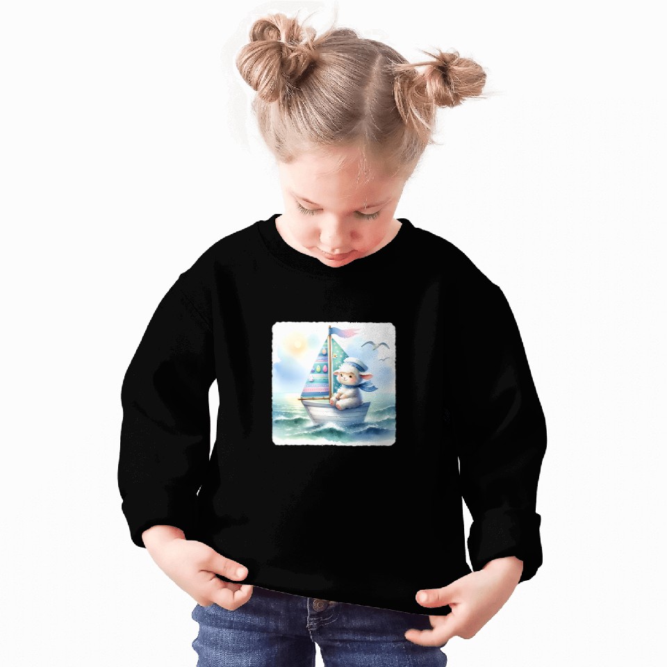 Easter Lamb Sailing With Easter Sail Boat Sea Calm Horizon Sweatshirts