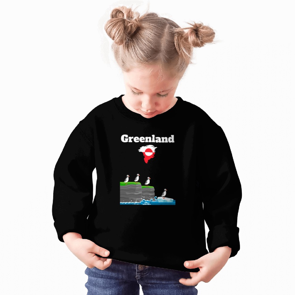 Greenland trip souvenir Puffin Colony Cliffs Greenland map Sweatshirts