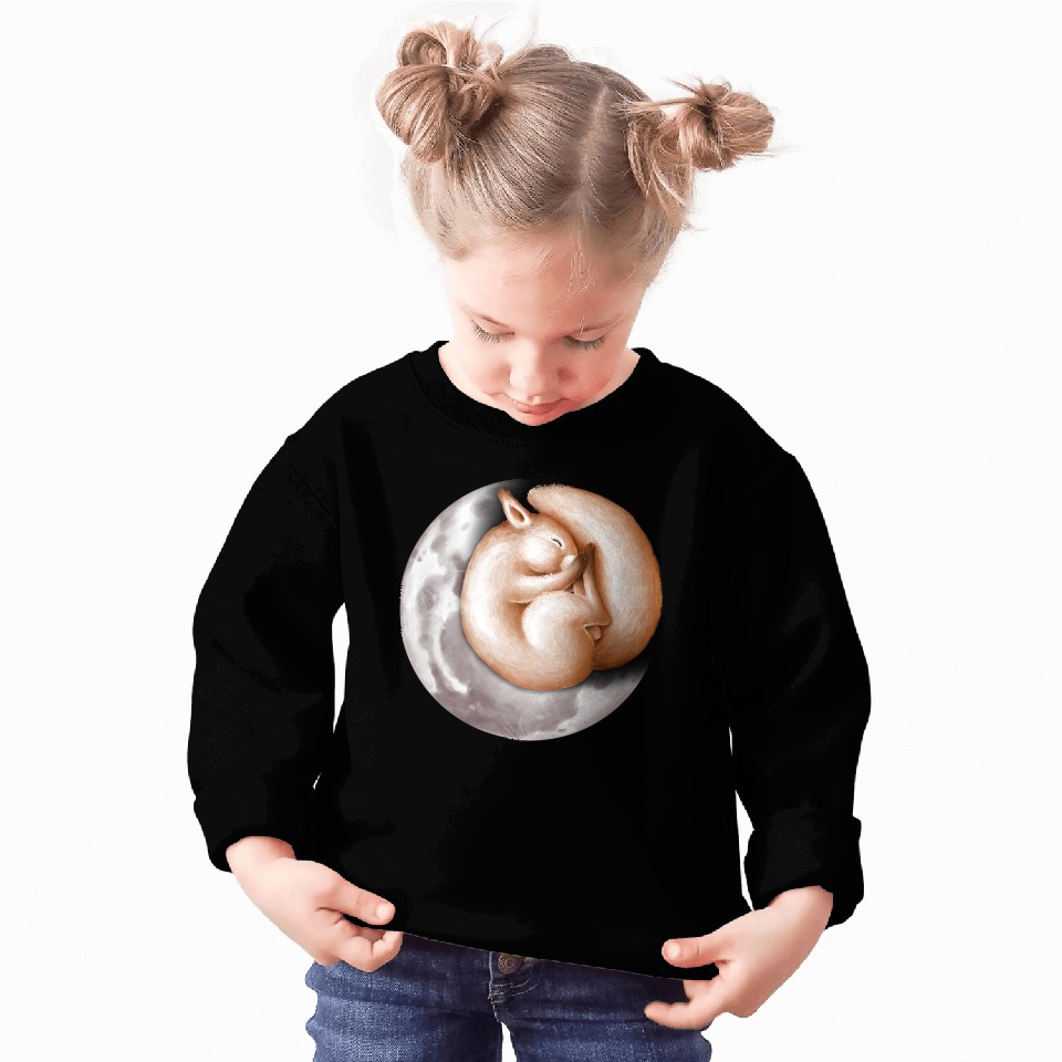Cute sleeping squirrel on the moon. Sweatshirts
