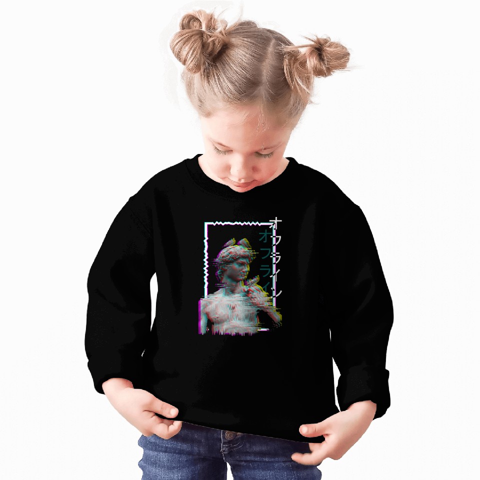 Greek Statue Ancient Vaporwave Synthwave Glitch Sweatshirts