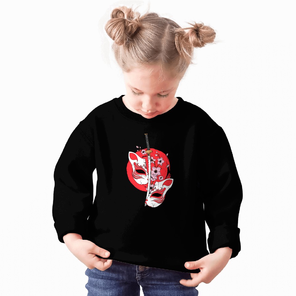 Kitsune mask Japanese sword Katana Japanese Sweatshirts