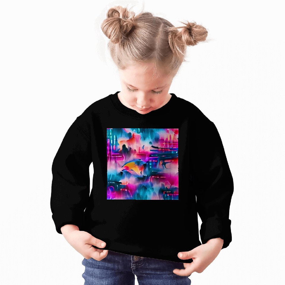 Abstract watercolor pattern in retro neon colors Sweatshirts