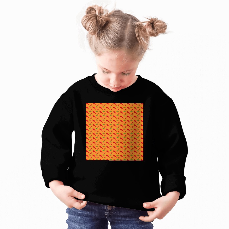 Red Chilli Pepper Pattern on orang Sweatshirts