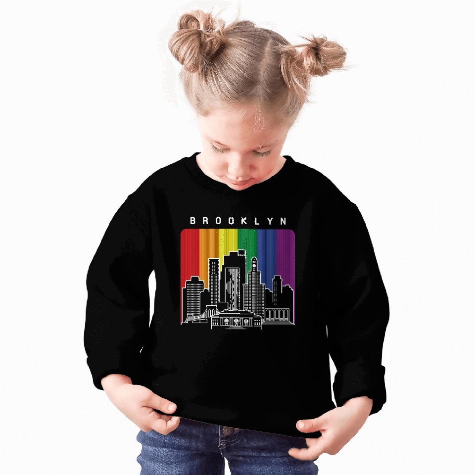 Brooklyn New York Skyline Rainbow Flag Sweatshirts