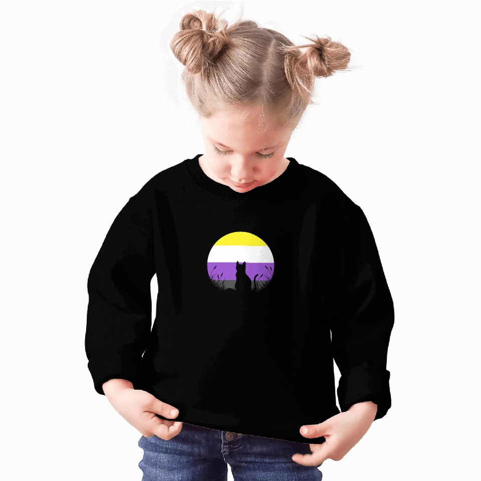 Cat Moon LGBT Nonbinary Flag Sweatshirts
