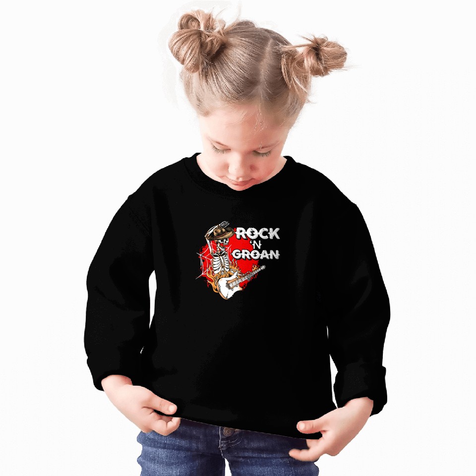 Halloween Cowboy Skeleton Rocker Hand Rock Sweatshirts