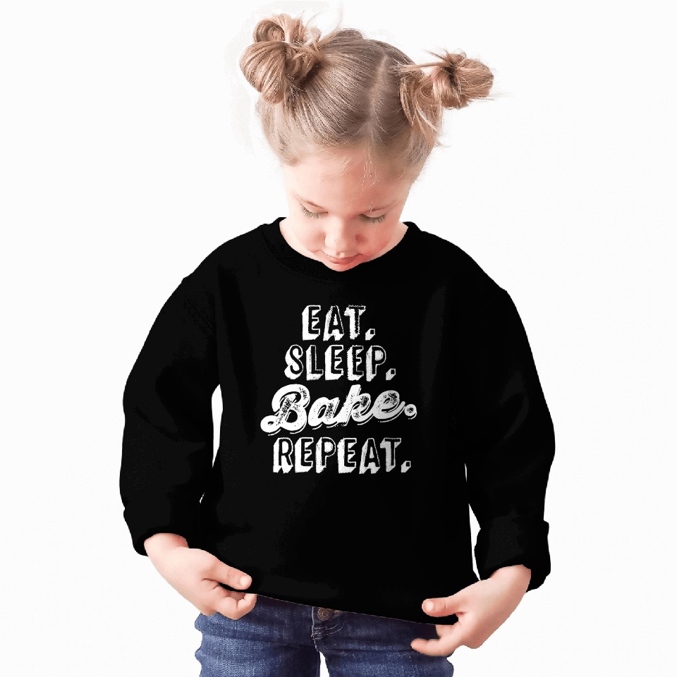 Funny Cooking Baking Sweatshirts Eat Sleep Bake Repeat