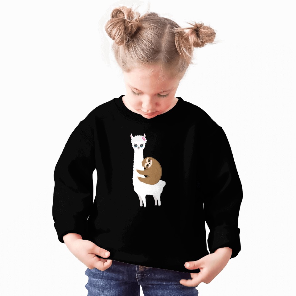 Cute kawaii llama with sloth Sweatshirts