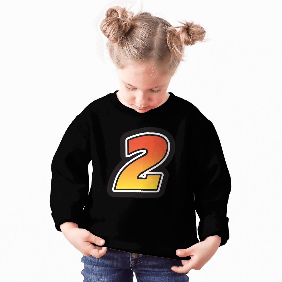 Number Two 2 Gradient Yellow Orange 3 Stroke Sweatshirts