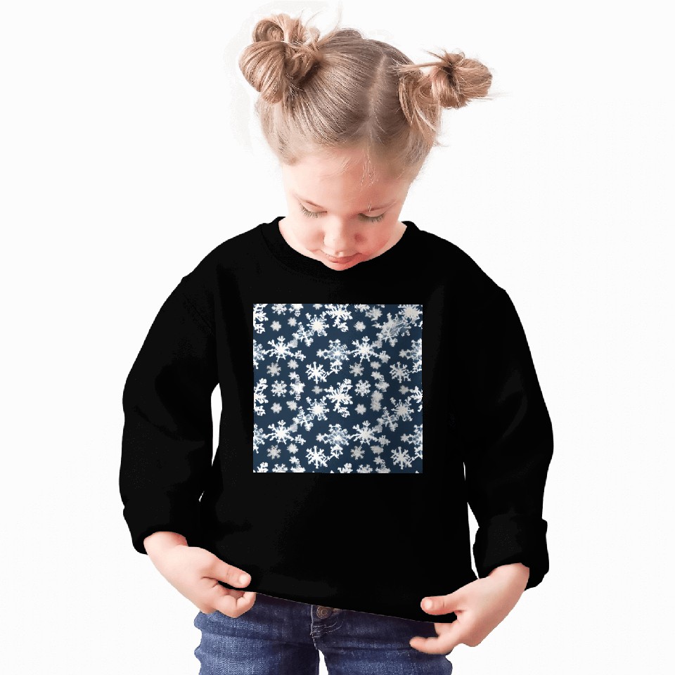 Snow pattern on navy blue background Sweatshirts