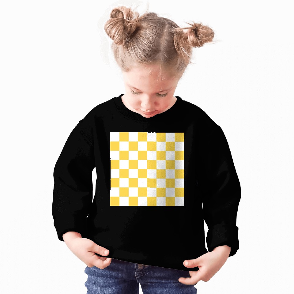 Yellow checker rectangle background. Sweatshirts