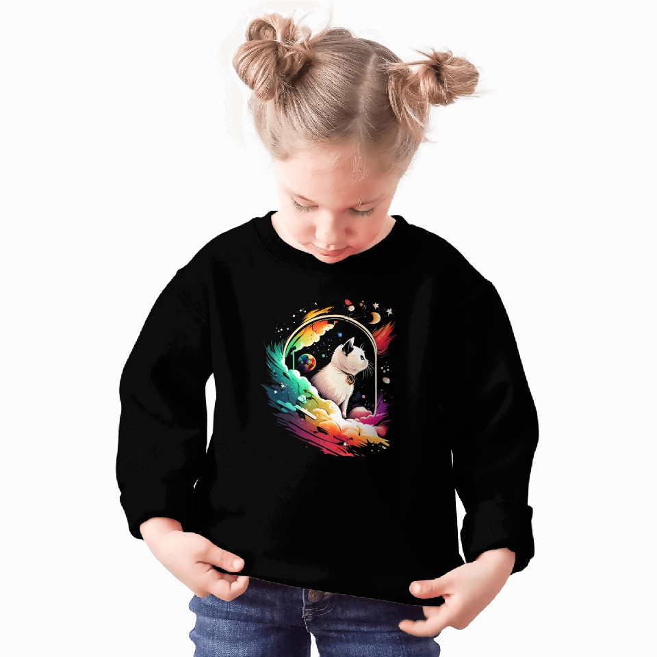 Space Cat on Galaxy Cat Lover Sweatshirts