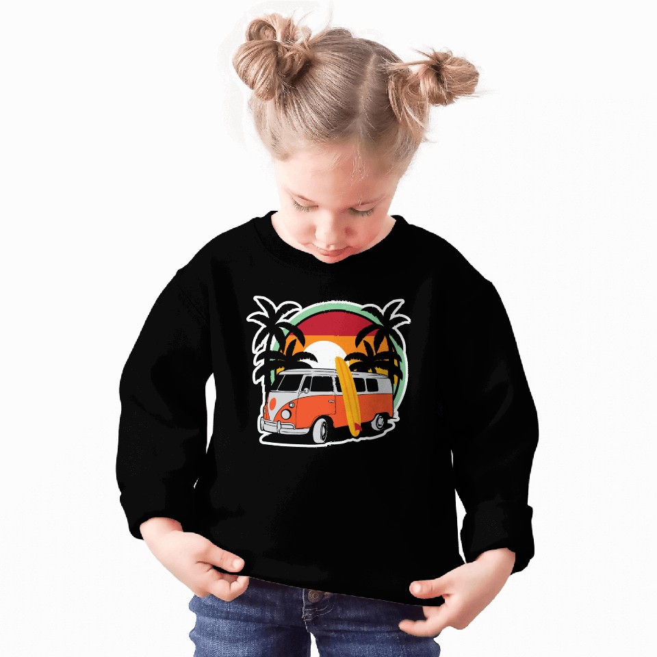 Summer Surfer Beach Hippie Van Surfboard Sweatshirts