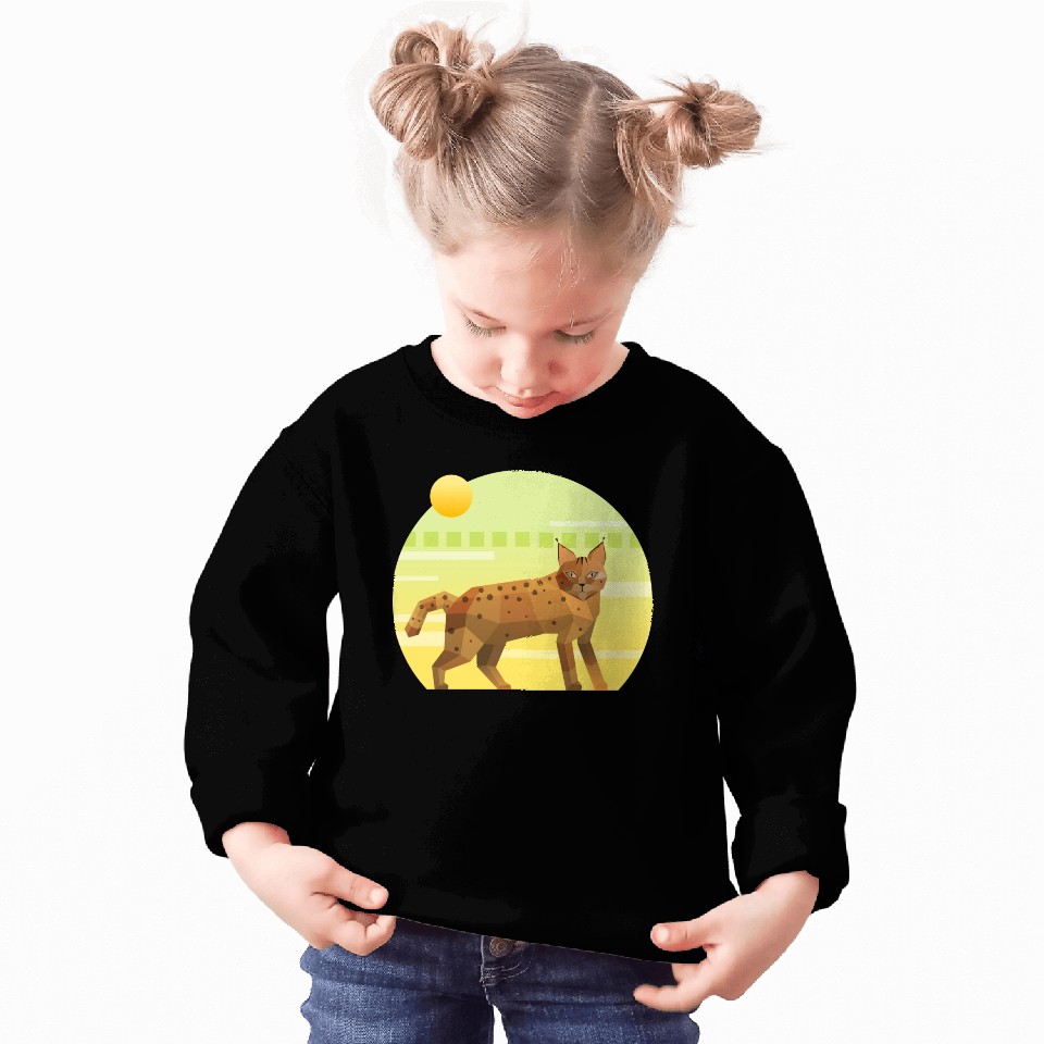 Lynx Bobcat on Geometric Background Sweatshirts