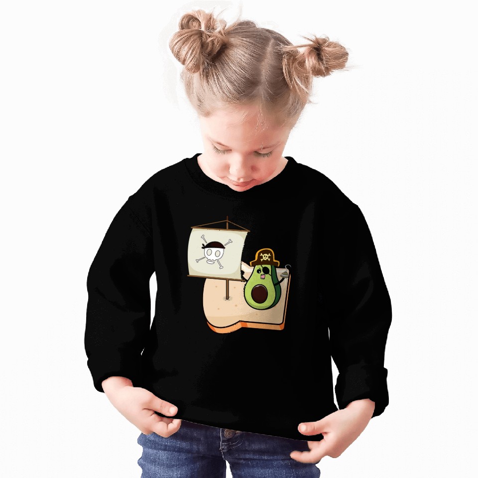 Funny avocado pirate sailing on a toast bread Sweatshirts