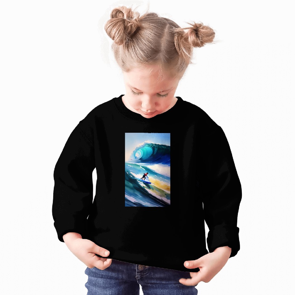 A surfer sailing on rough seas Sweatshirts