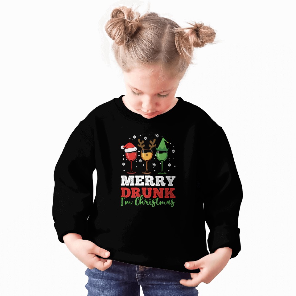 Wine Drinking Pajama Merry Drunk I'M Sweatshirts