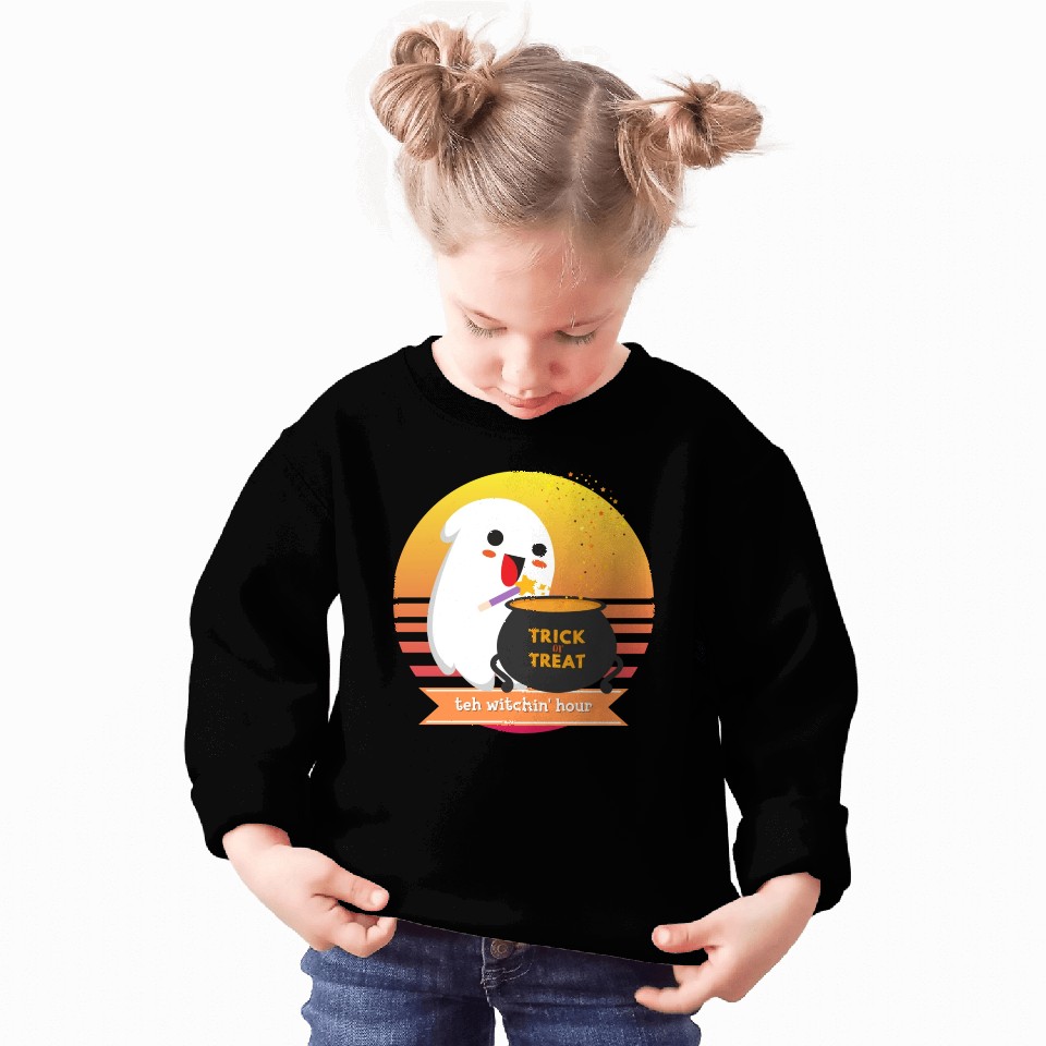 Halloween Cute Ghost Witching Hour Trick Or Treat Sweatshirts