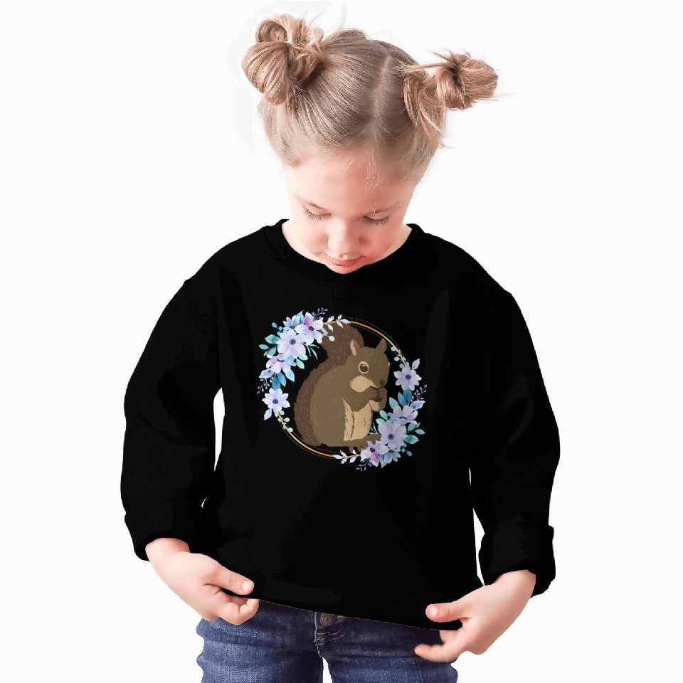 Flower Circle Squirrel Sweatshirts