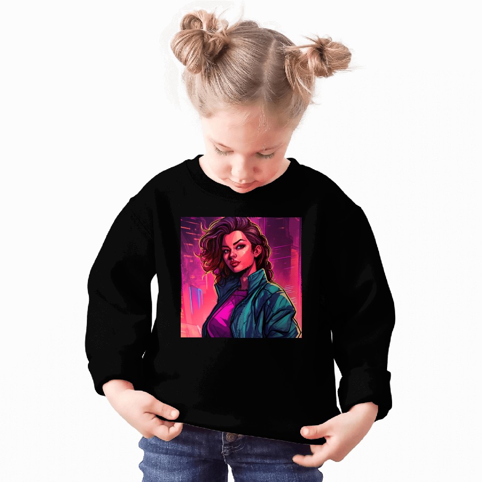 Synthwave City Bloom - Neon Pink Cityscape Sweatshirts