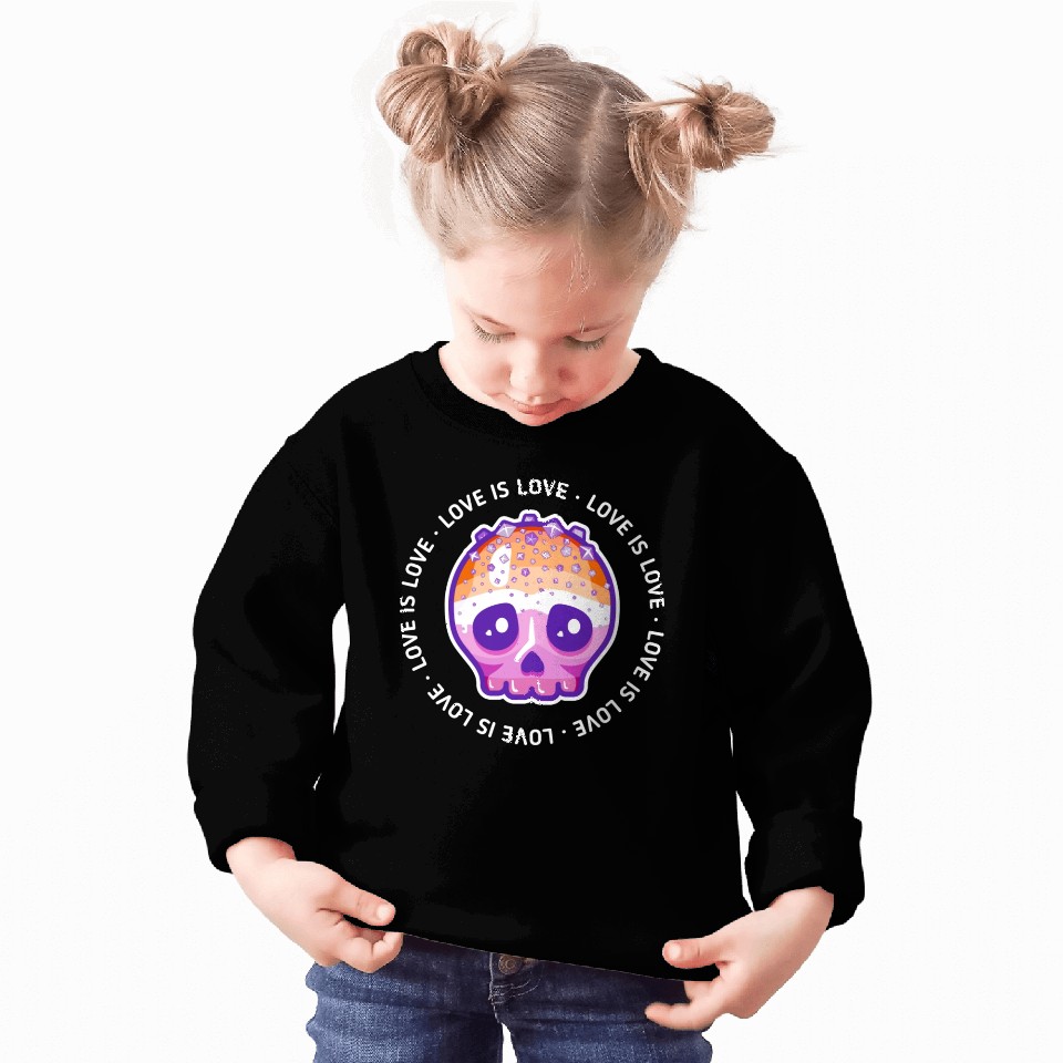 Love Is Love Lesbian Pride Skull Sweatshirts
