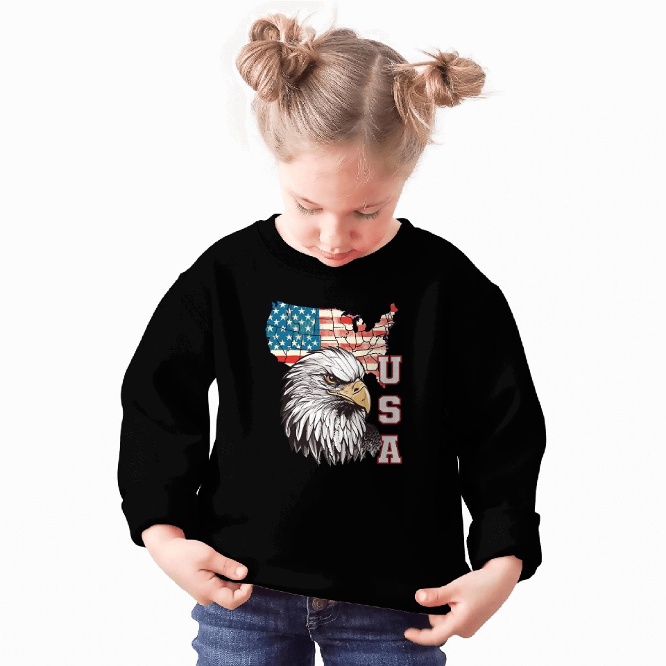 gift idea bald eagle american flag Sweatshirts
