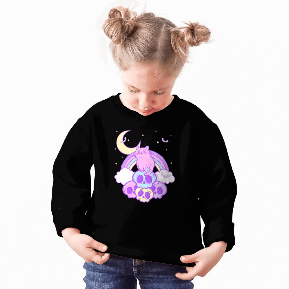 Pastel Goth Cat Skull Lover Cute Gothic Yami Sweatshirts