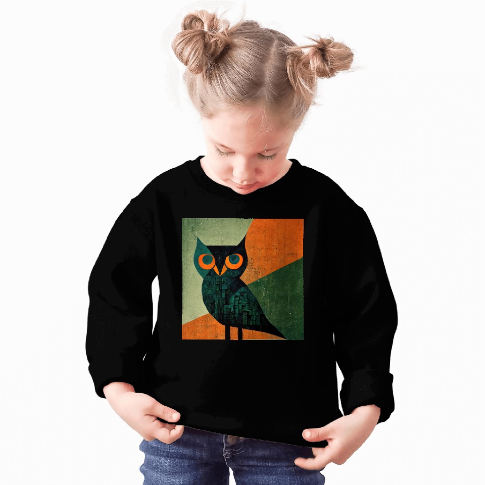Mod Owl: Orange Beak Owl Sweatshirts
